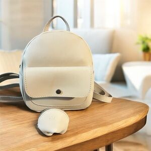 PORTLAND leather snap mini Backpack in Cream